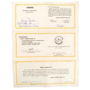 Vintage Sears Kenmore Sewing Machine Guarantee Ephemera 1964 New Haven Hamden